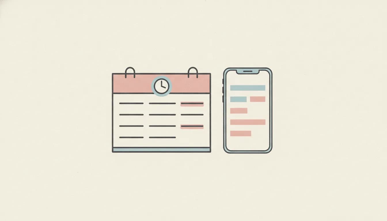 Calendario de escritorio y celular con horarios resaltados